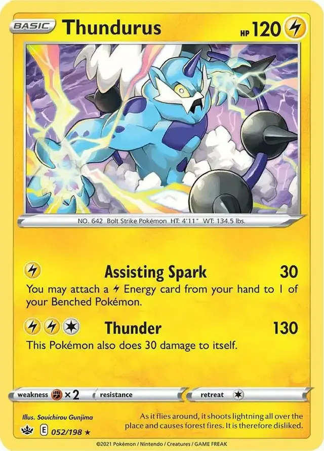 Thundurus [Reverse Holo] - Pokemon Chilling Reign #52