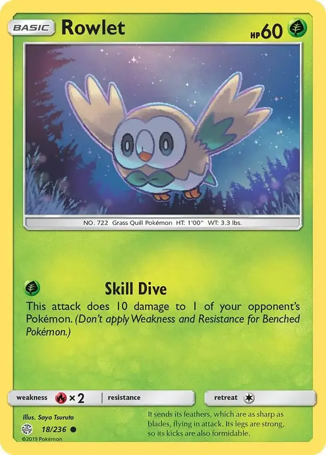 Rowlet [Reverse Holo] - Pokemon Cosmic Eclipse #18