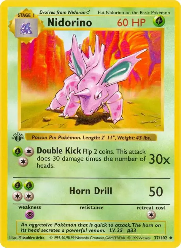 Nidorino [1st Edition] - Pokemon Base Set #37