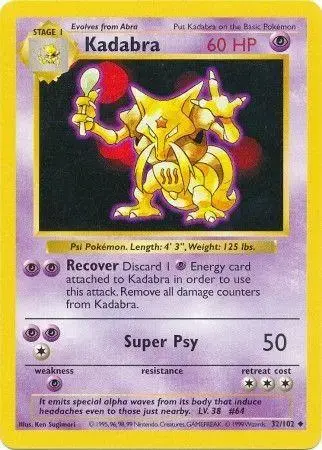 Kadabra [Shadowless] - Pokemon Base Set #32