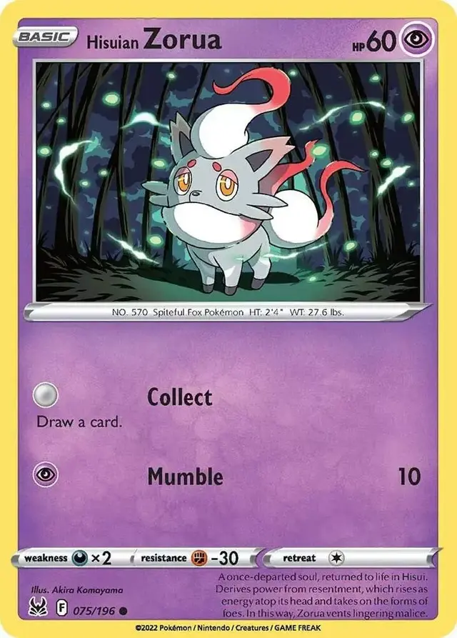 Hisuian Zorua [Reverse Holo] - Pokemon Lost Origin #75