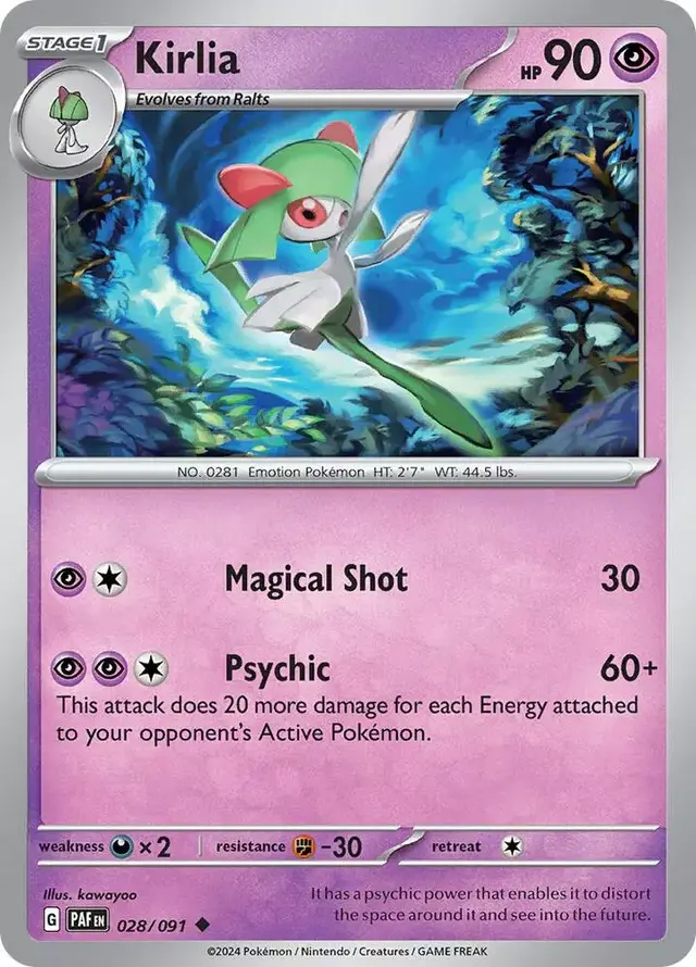 Kirlia [Reverse Holo] - Pokemon Paldean Fates #28