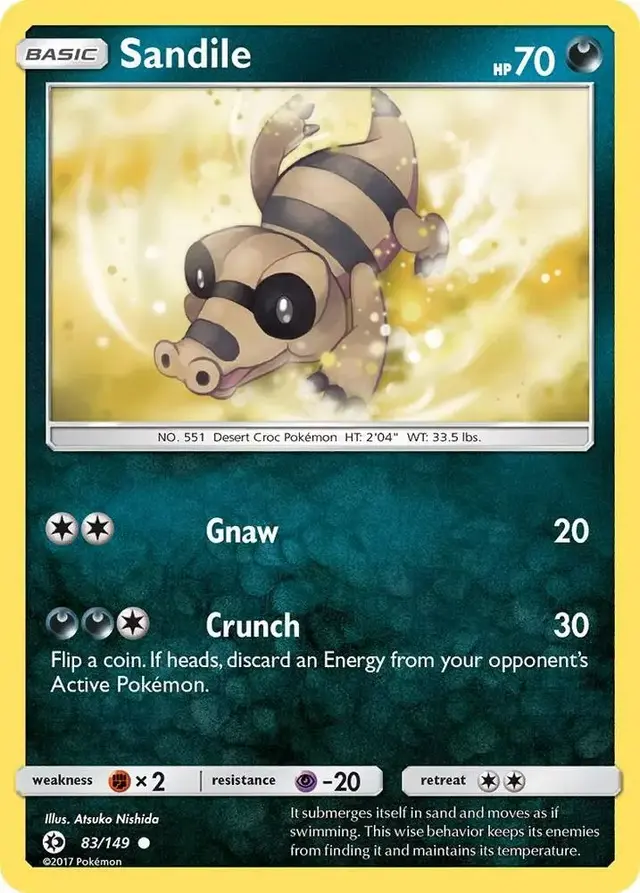 Sandile [Reverse Holo] - Pokemon Sun & Moon #83