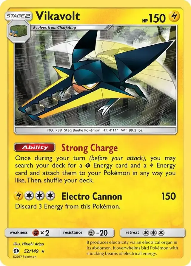 Vikavolt [Reverse Holo] - Pokemon Sun & Moon #52