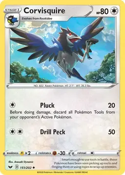 Corvisquire [Reverse Holo] - Pokemon Sword & Shield