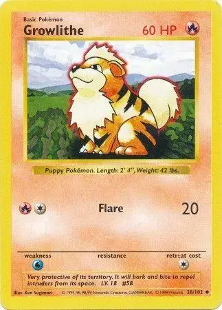 Growlithe [Shadowless] - Pokemon Base Set #28