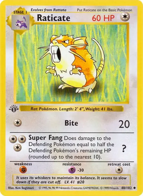 Raticate [1st Edition] - Pokemon Base Set #40