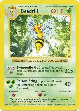 Beedrill [Shadowless] - Pokemon Base Set #17