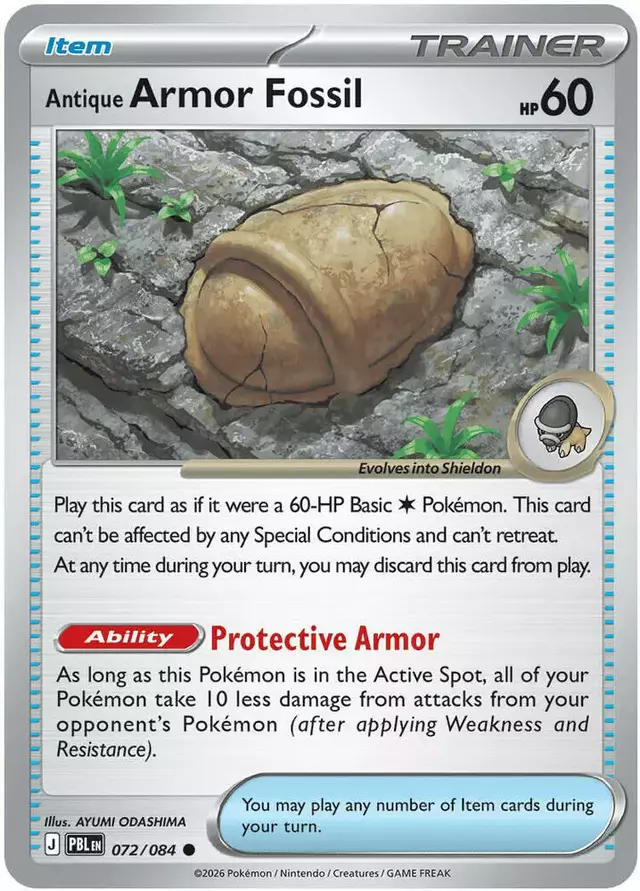 Antique Armor Fossil [Reverse Holo] - Pokemon Pitch Black #72