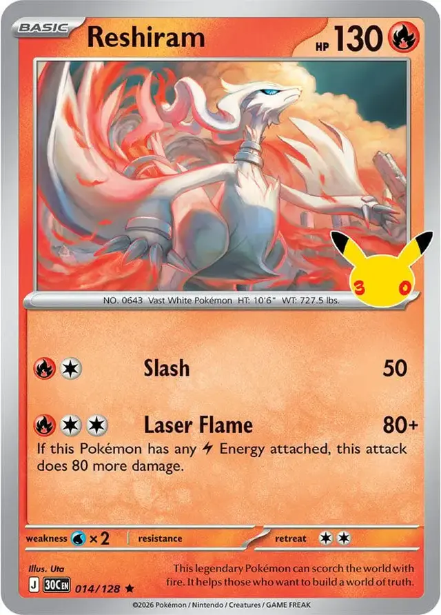 Reshiram #14 - Pokemon 30th Celebration