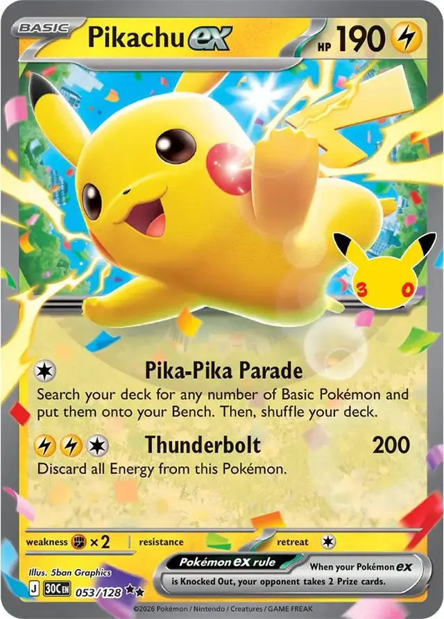 Pikachu ex #53 - Pokemon 30th Celebration