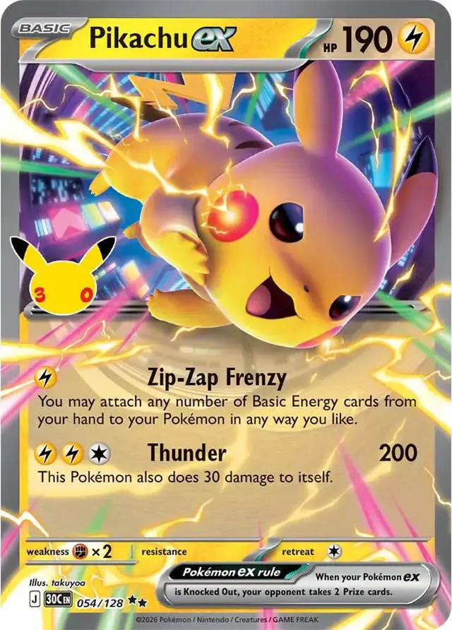 Pikachu ex #54 - Pokemon 30th Celebration