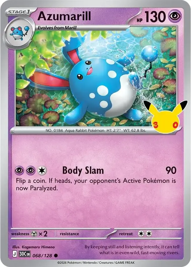 Azumarill #68 - Pokemon 30th Celebration