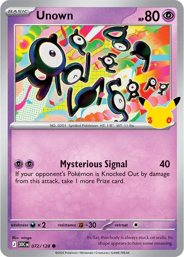 Unown #72 - Pokemon 30th Celebration