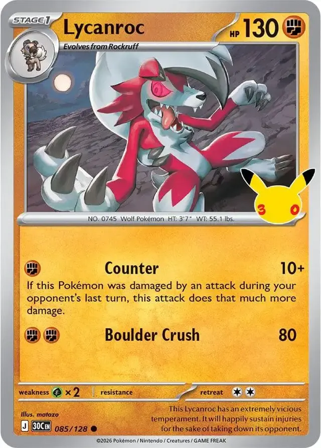 Lycanroc #85 - Pokemon 30th Celebration