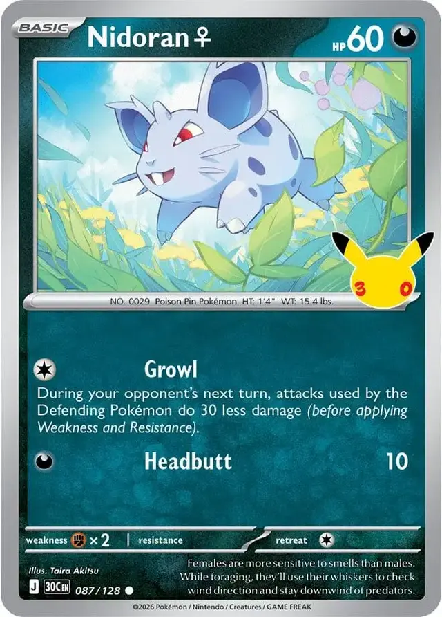 Nidoran F #87 - Pokemon 30th Celebration
