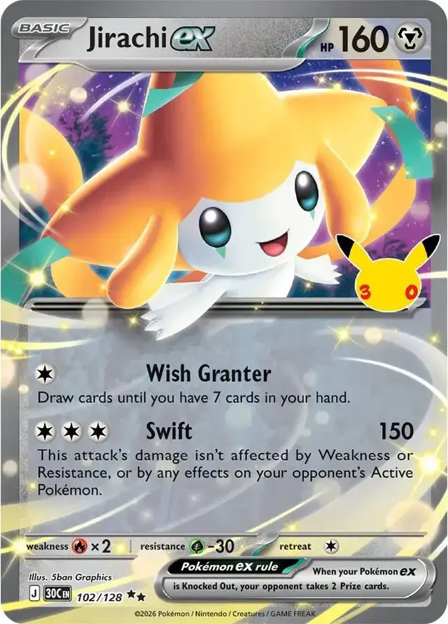 Jirachi ex #102 - Pokemon 30th Celebration