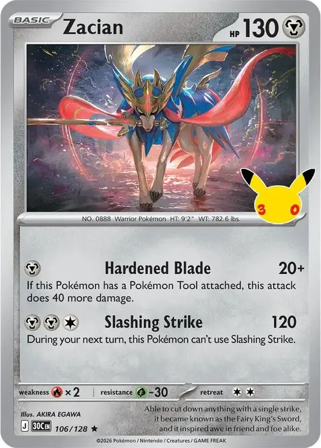 Zacian #106 - Pokemon 30th Celebration