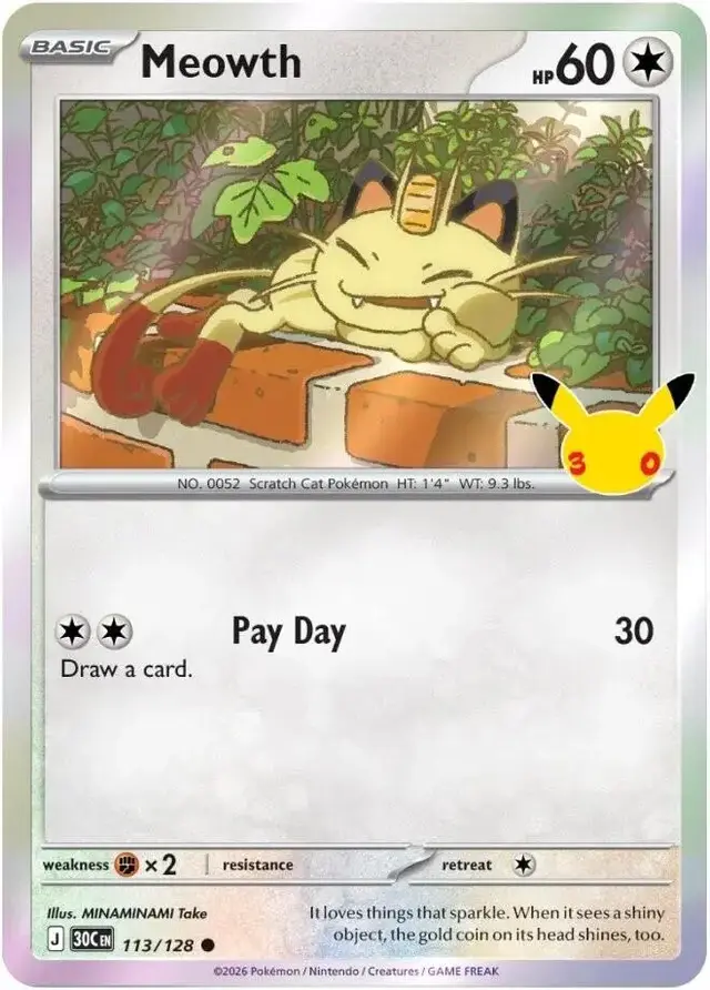 Meowth #113 - Pokemon 30th Celebration