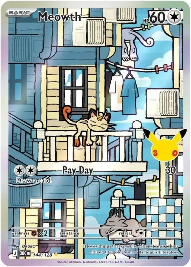 Meowth #144 - Pokemon 30th Celebration