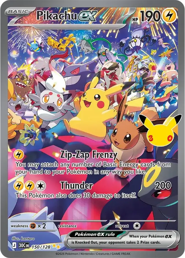Pikachu ex #150 - Pokemon 30th Celebration
