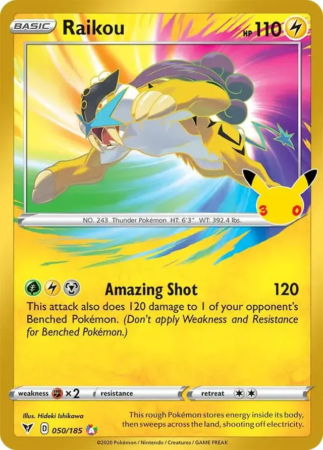 Raikou #50 - Pokemon 30th Celebration Classic Collection
