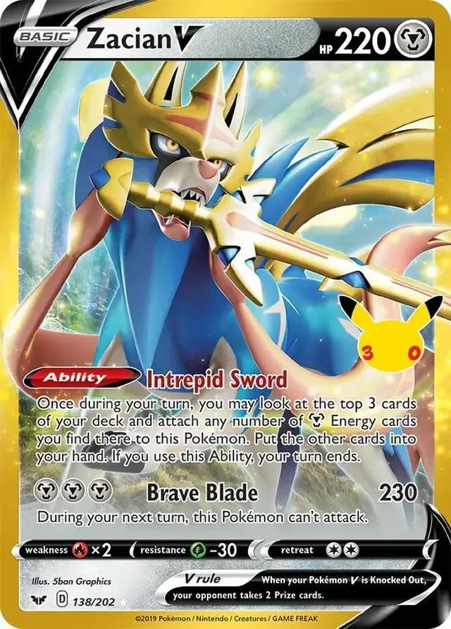 Zacian V #138 - Pokemon 30th Celebration Classic Collection