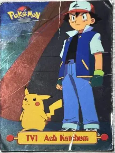 Ash Ketchum [Rainbow] #TV1 - Pokemon 1999 Topps TV