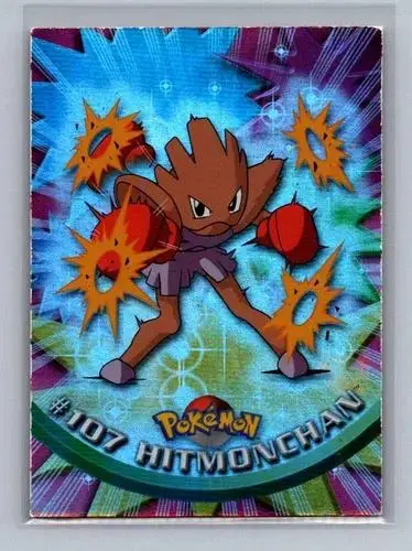 Hitmonchan [Rainbow Foil] #107 - Pokemon 2000 Topps TV