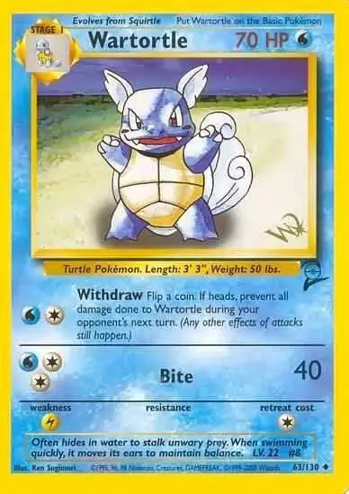 Wartortle [W Stamp] - Pokemon Base Set 2 #63